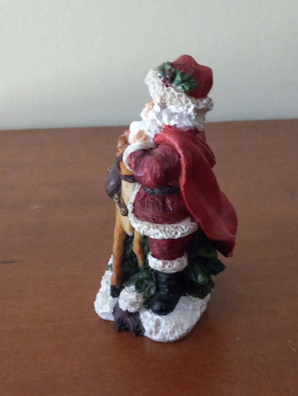 Santa Claus with Reindeer Figurine - Christmas Decor